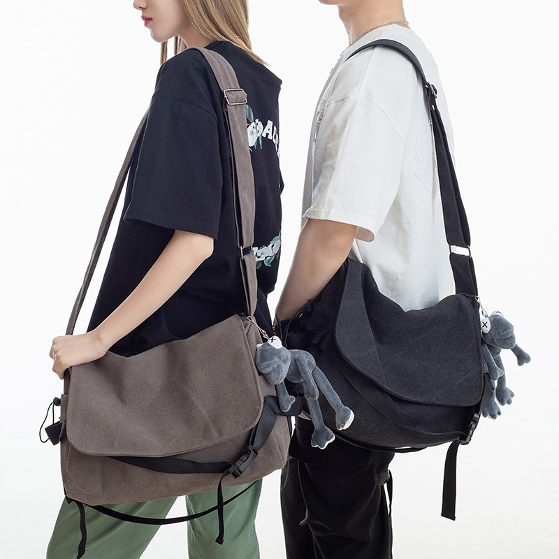 Canvas Backpack Casual - Solid Color Flip Cover Canvas Crossbody