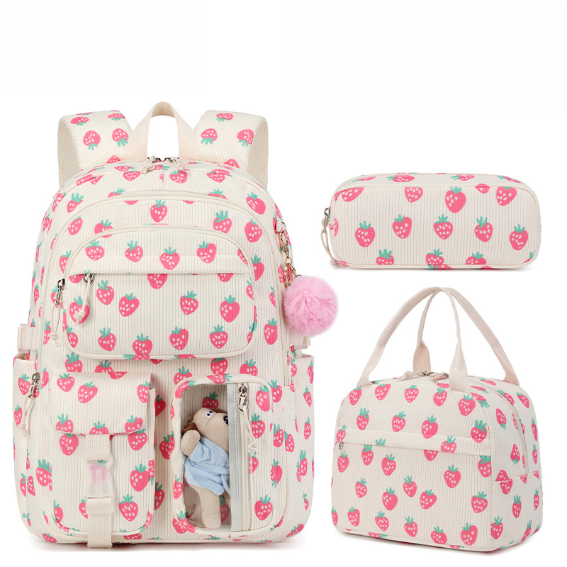 School Backpack Teen - 3pcs/set Corduroy School Backpack with Lunch