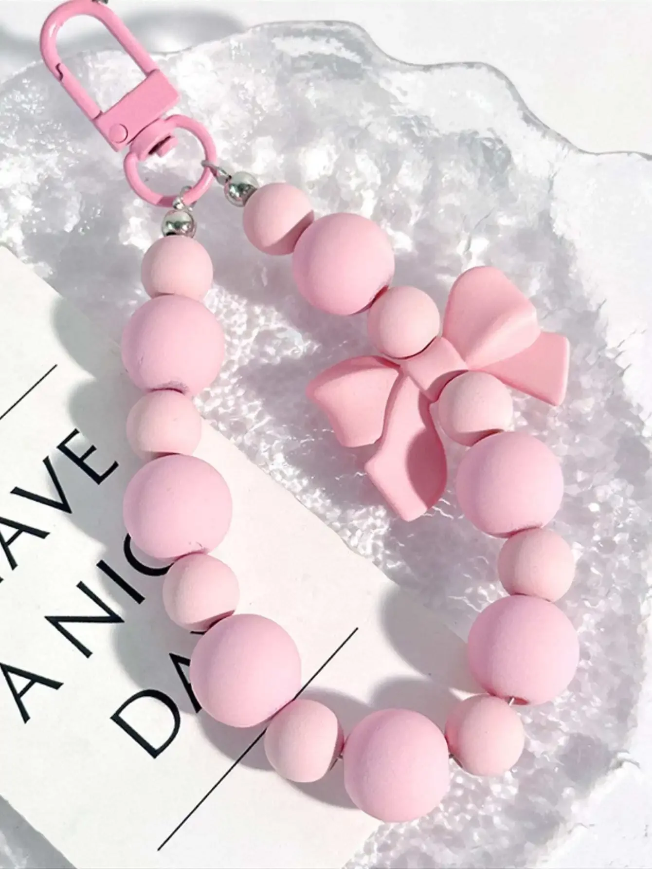 School Backpack Teen - 1pc Pink Pearl Bow Keychain Mobile