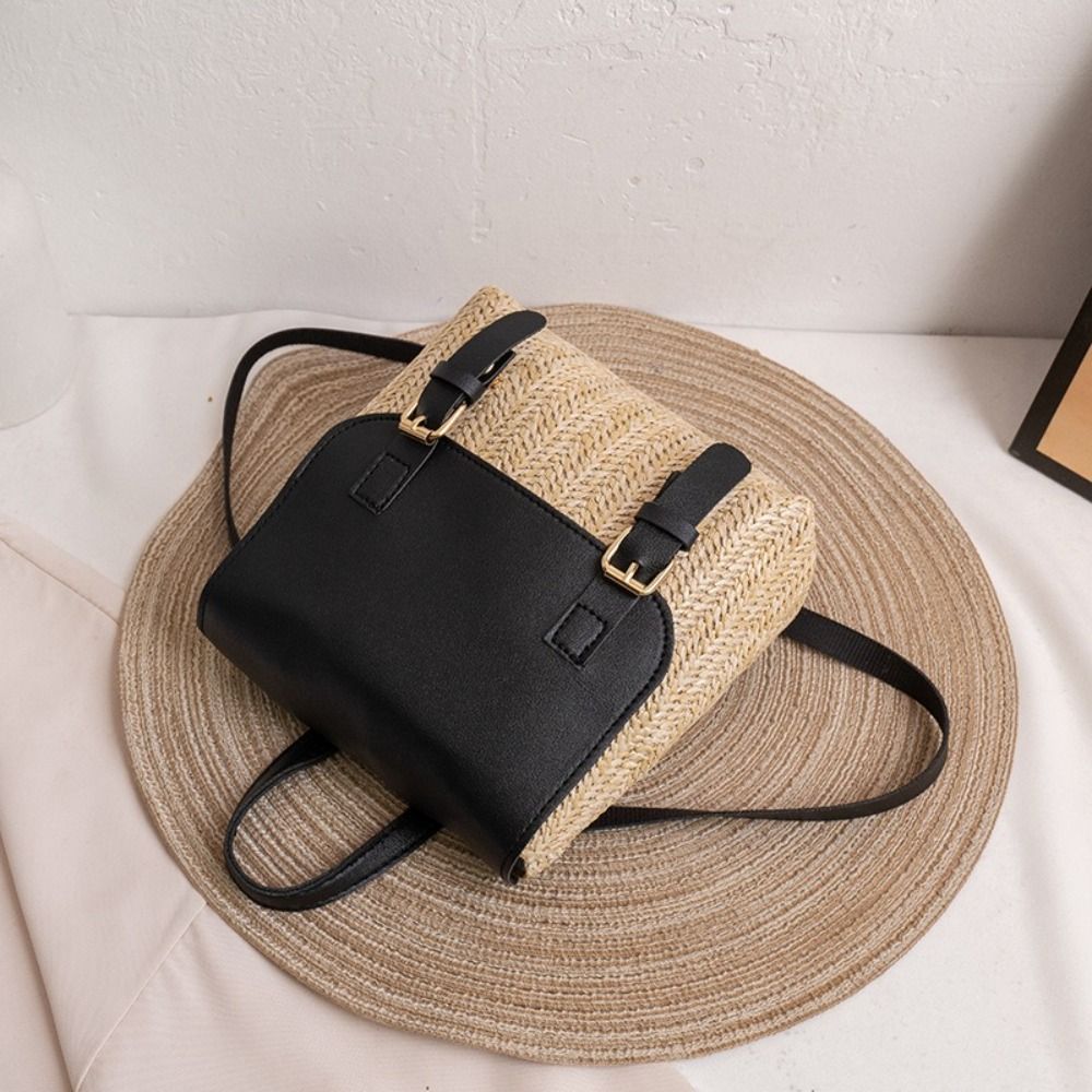 Trend PU Leather Straw Backpac - Leather Backpack Vintage review and price