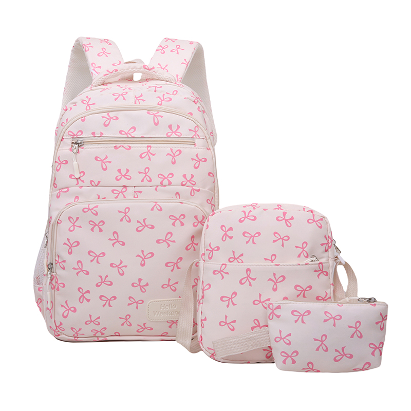 3Pcs Cute Bow Print Backpack w - Sling Backpack Shoulder review and price